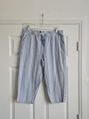100% Cotton croft & barrow Blue and White Striped Cotton Lounge Pants
